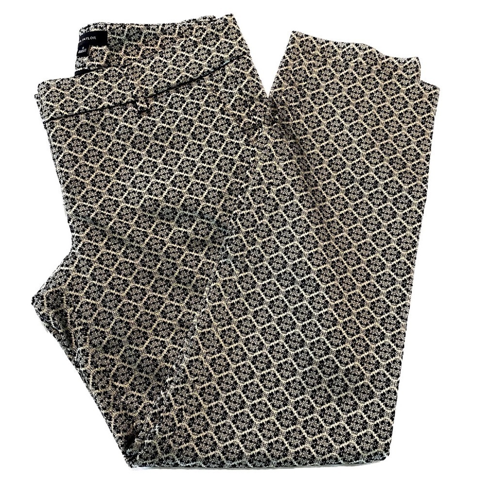Anne Taylor Brocade Ikat Jacquard Mosaic Trousers Skinny Casual Metallic Size 4